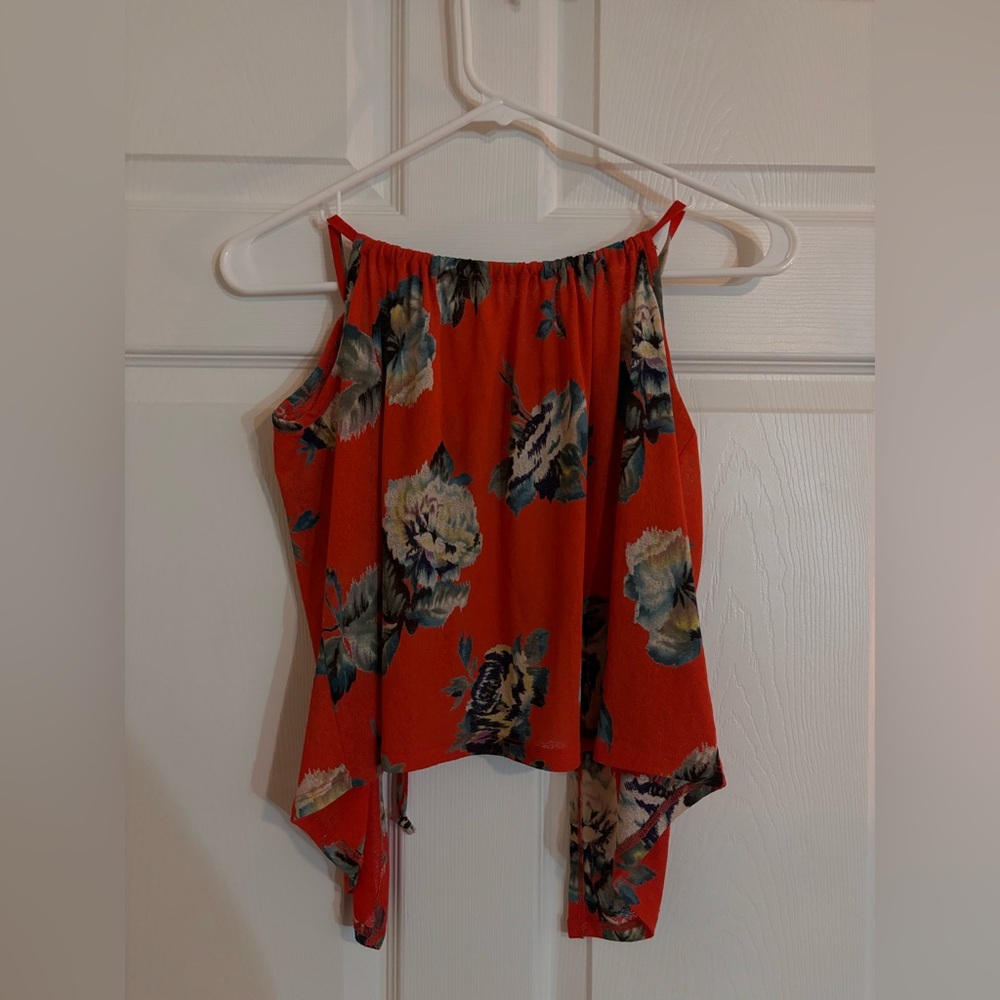 Red floral top